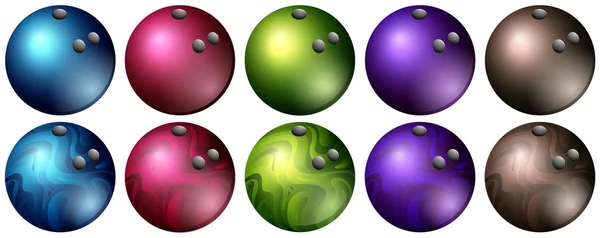 Bolas de bolos en diferentes colores — Vector de stock