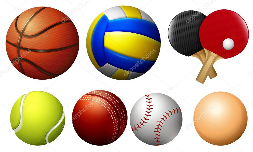 Sports balls on white