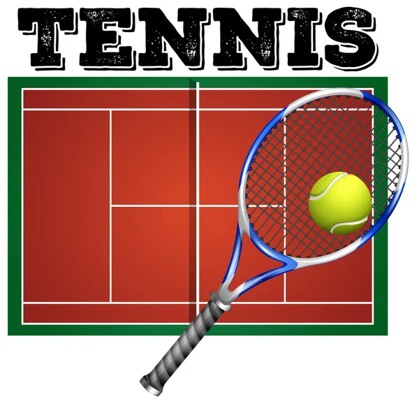 Tennisplatz und Ausrüstung — Stockvektor