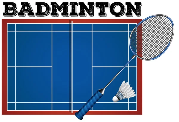 Cour de badminton et équipement — Image vectorielle