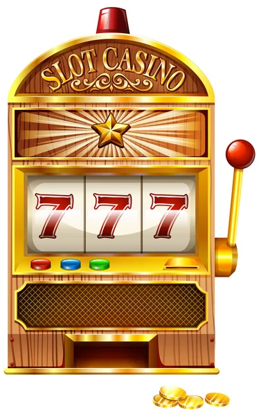 Slot machine met gelukkige zeven — Stockvector