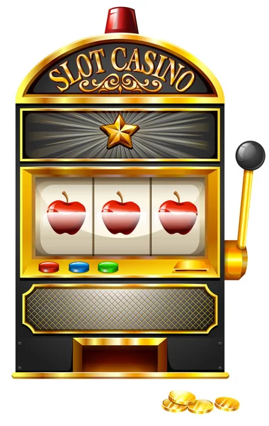 Slot machine with apples — Stock Vector