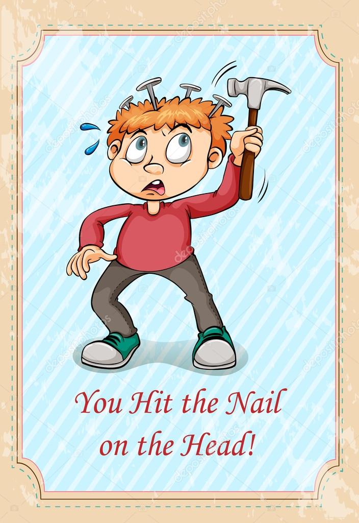 Hit the nail on the head idiom — Stock Vector © blueringmedia 79461606