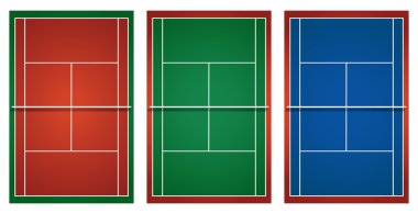 Üç farklı tenis kortları
