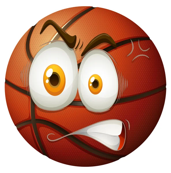 Basketball with angry face — Stock Vector