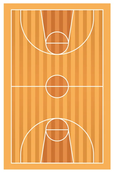 Quadra de basquete de madeira com linhas — Vetor de Stock