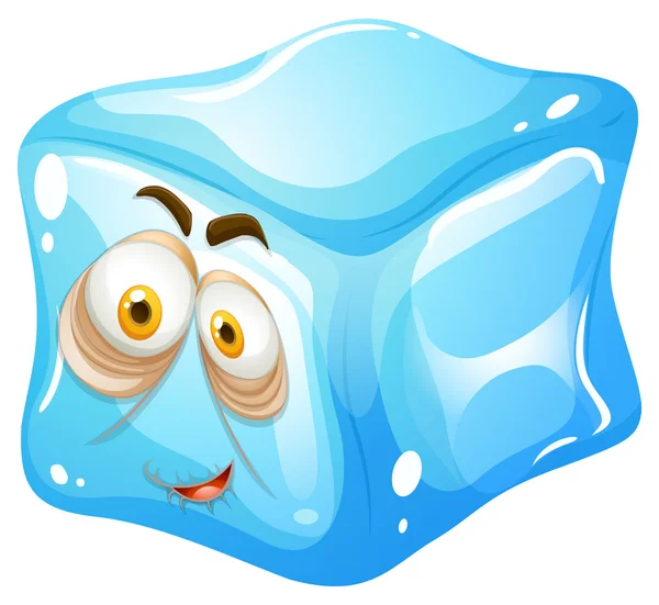 Cube de glace au visage endormi — Image vectorielle