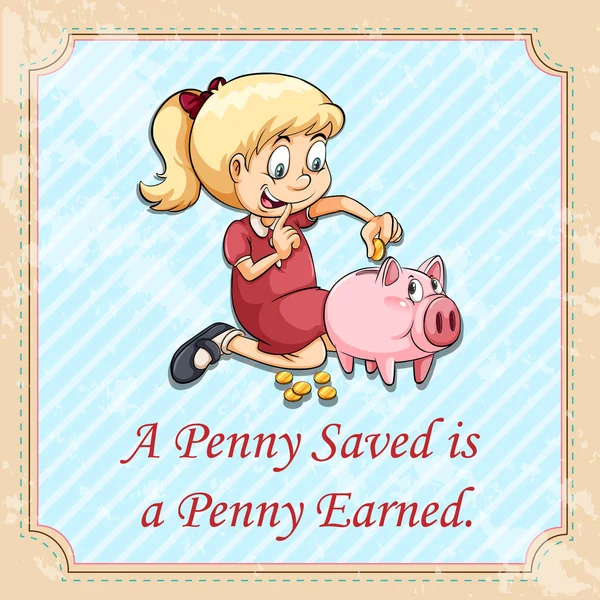 Penny je uložen cent vydělal — Stockový vektor