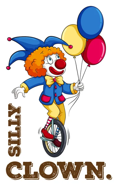 Payaso tonto con globo — Vector de stock