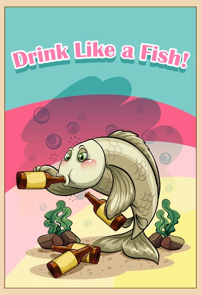 Bebe como un pez. — Archivo Imágenes Vectoriales