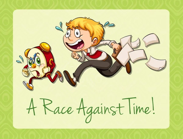 Idiom race against time — Stock Vector