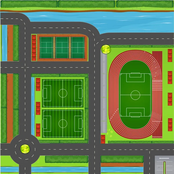 Спортивный комплекс с видом с воздуха — стоковый вектор