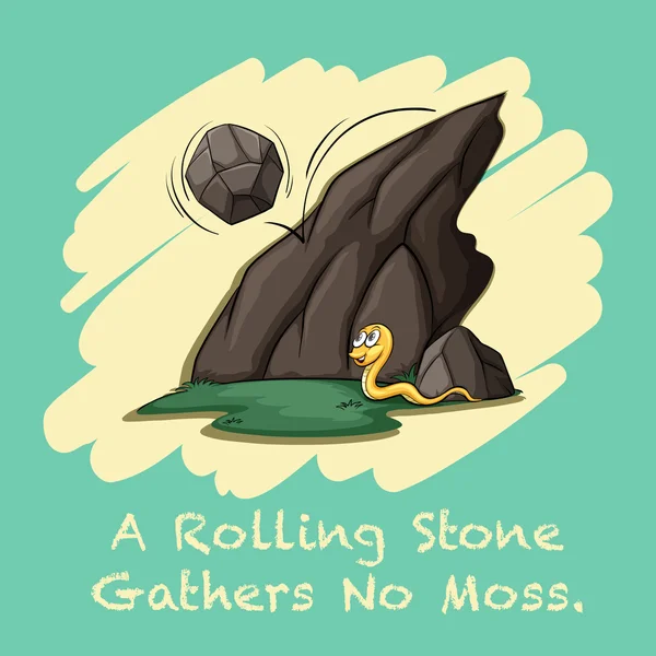 Pedra rolante não reúne musgo — Vetor de Stock