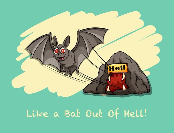 Like a bat out of hell expression — Stock Vector