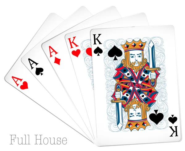 Pokera karty full house — Wektor stockowy