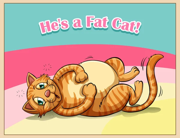 Fat cat with text — Stock Vector
