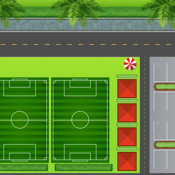 Γήπεδα ποδοσφαίρου, με πάρκινγκ — Διανυσματικό Αρχείο