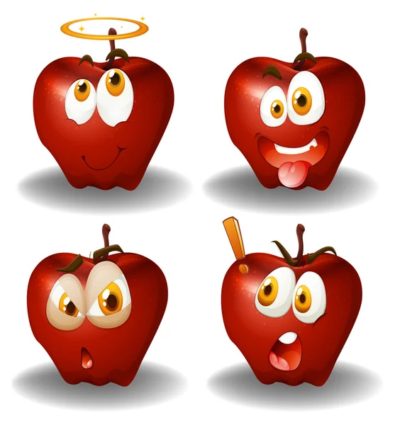 Expresión facial en manzanas — Vector de stock