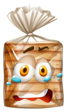 Bread package with scared face clipart