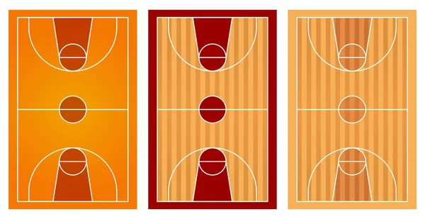 Баскетбольные площадки с различным дизайном пола — стоковый вектор