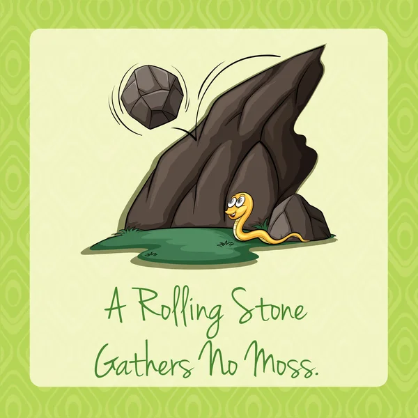 Rolling steen verzamelt geen mos — Stockvector
