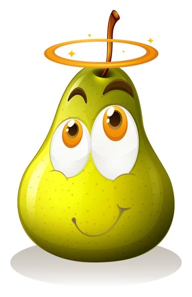 Pear with happy face — Stock Vector