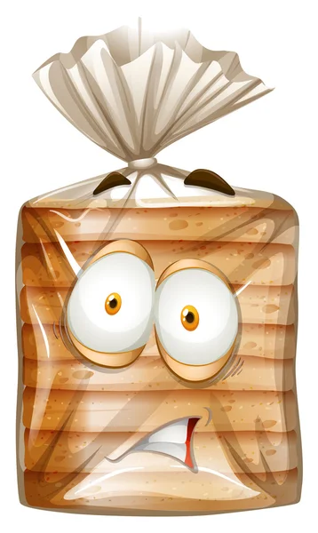 怖がっている顔でパンのパッケージ — ストックベクタ