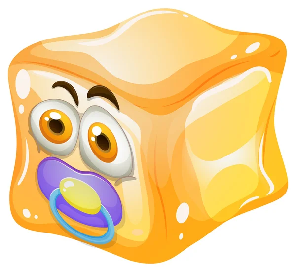 Cube de glace avec visage de bébé — Image vectorielle