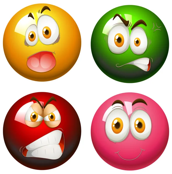 Snooker balls with faces — Stock Vector