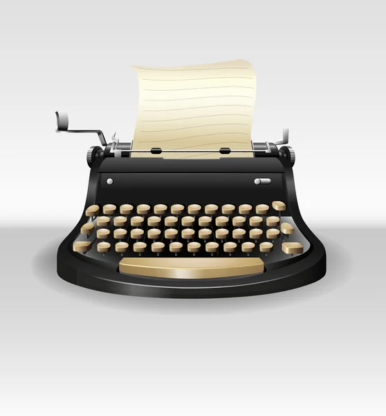 Preto retro máquina de escrever com papel —  Vetores de Stock