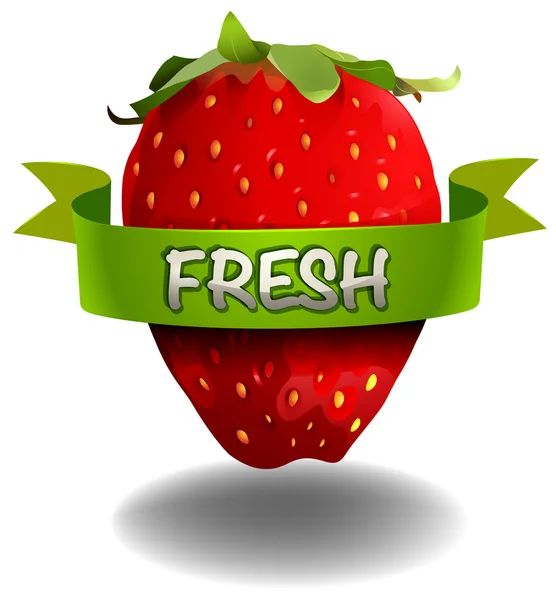 Strawberry with FRESH banner - Stok Vektor