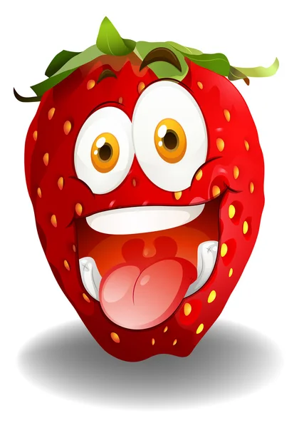 Funny red strawberry face — Stock Vector