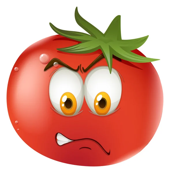 Tomate fresco con cara — Vector de stock