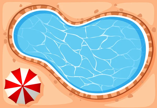 Schwimmbad und Sonnenschirm — Stockvektor