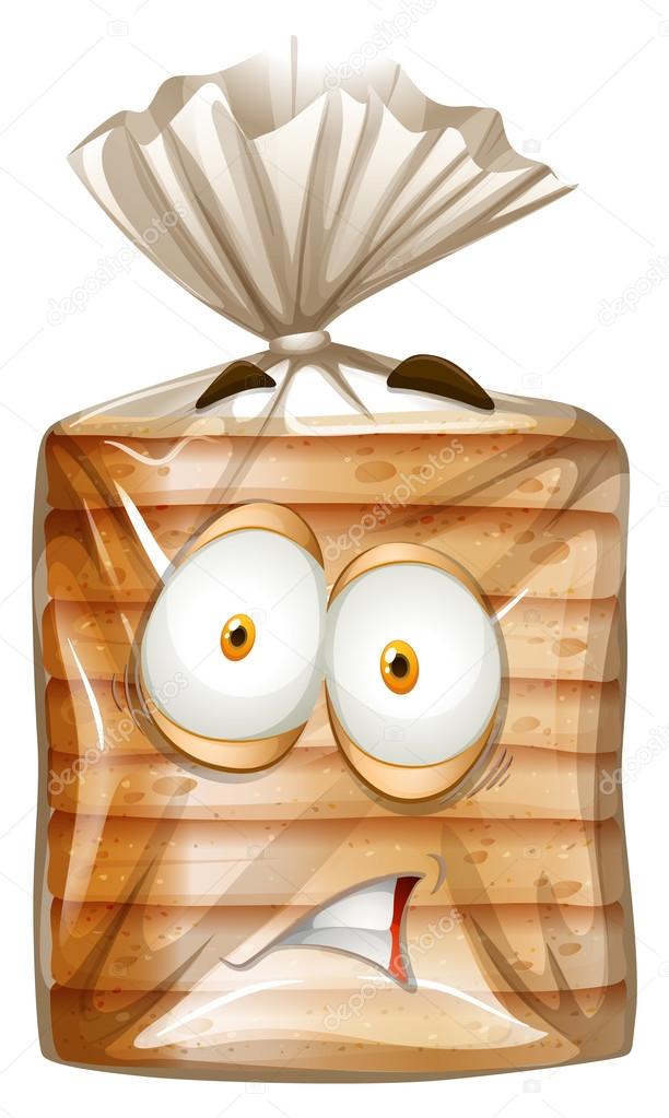 Bread package with scared face