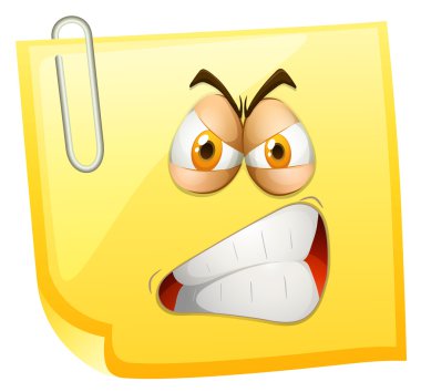 Kızgın yüz sarı kağıt üzerinde