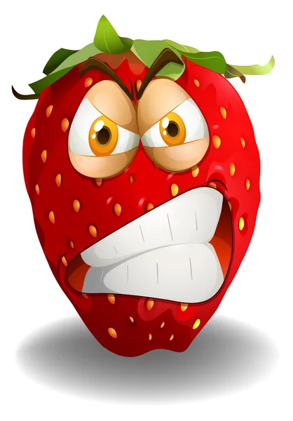 Φράουλα με θυμωμένο πρόσωπο — Διανυσματικό Αρχείο