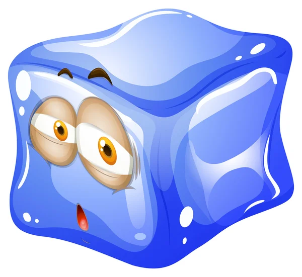 Cubo de hielo azul con cara — Archivo Imágenes Vectoriales