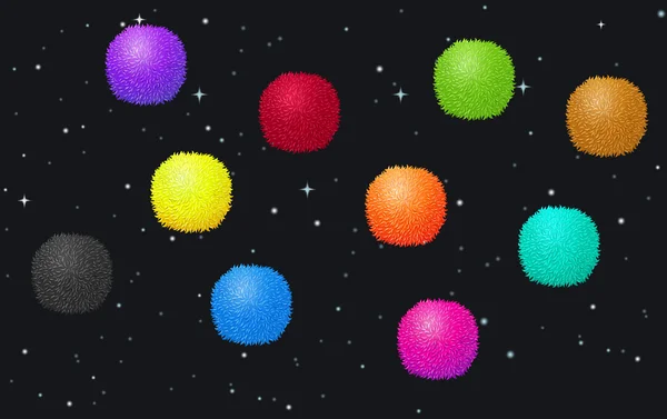 Pelotas esponjosas en el espacio — Vector de stock