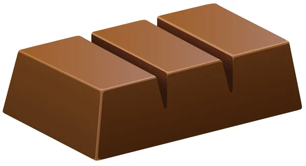 Barre de chocolat noir sur blanc — Image vectorielle