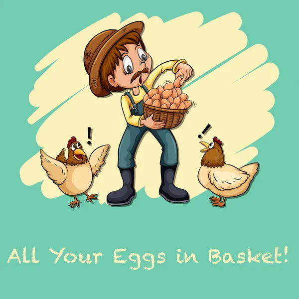 Todos tus huevos en la cesta — Archivo Imágenes Vectoriales