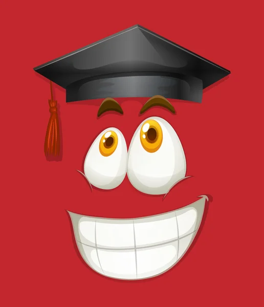 Happy face with graduation cap — Stock Vector