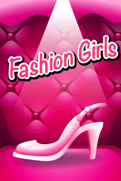 Pink high heel in spotlight — Stock Vector