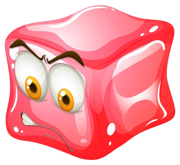 Cube de glace avec visage en colère — Image vectorielle