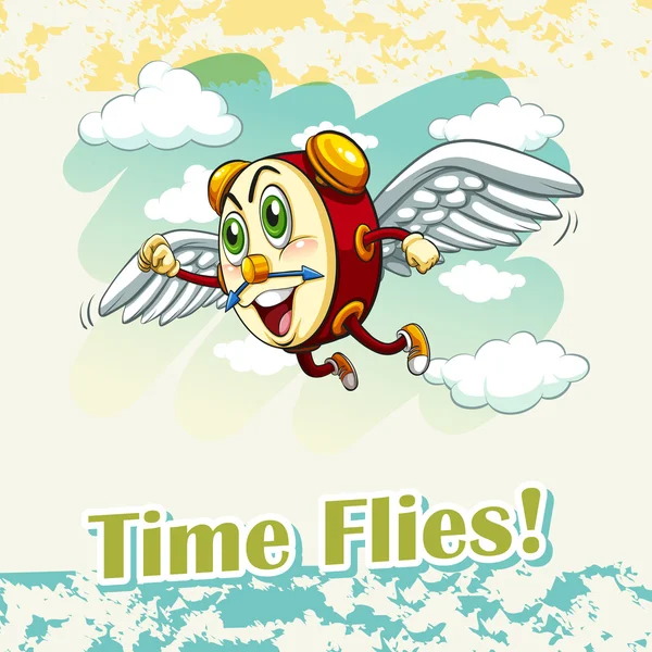 English idiom time flies — Stock Vector