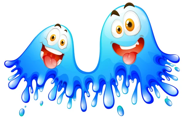 Blij gezicht op blauw splash — Stockvector