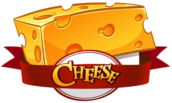 Cheese with text in banner — Stock Vector