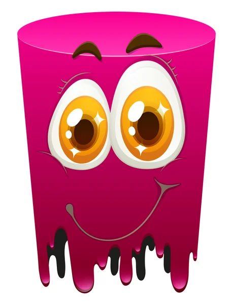 Tubo di colore rosa con viso felice — Vettoriale Stock