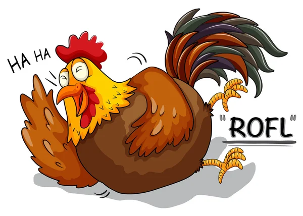 Pollo riendo en blanco — Vector de stock