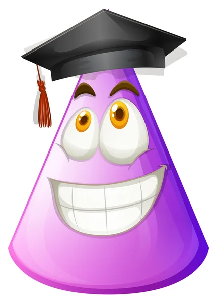 Purple cone with graduation cap — Stock Vector